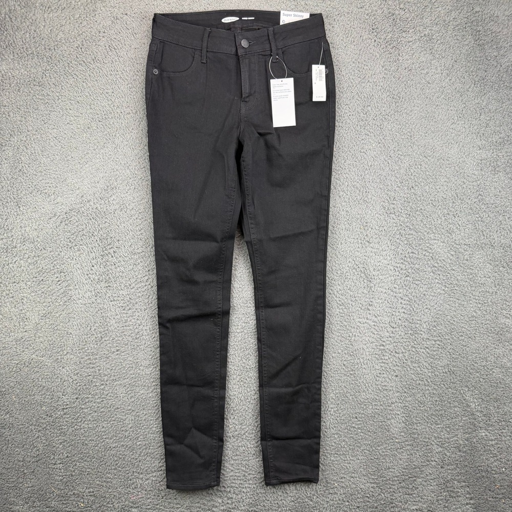 Old Navy Super Skinny Jeans Womens‎ 0 Black Mid Rise Stretch Denim 715218-00-1